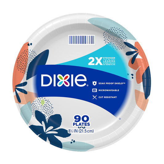 Dixie Paper Plates, Lunch or Light Dinner  Disposable Plate,Size 8 ½ inch